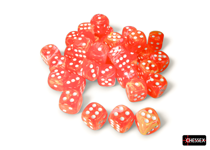 Festive 12mm d6 Dahlia/White Dice Black (36 Dice)